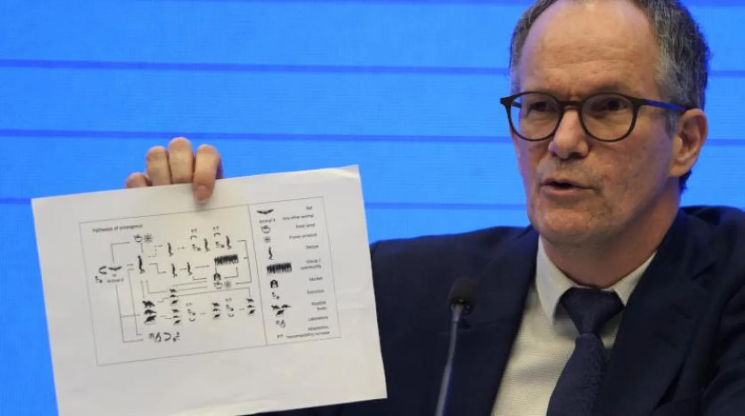 WHO uzmanı Peter Ben Embark Wuhan'da bir basın toplantısı sırasında (AP)
