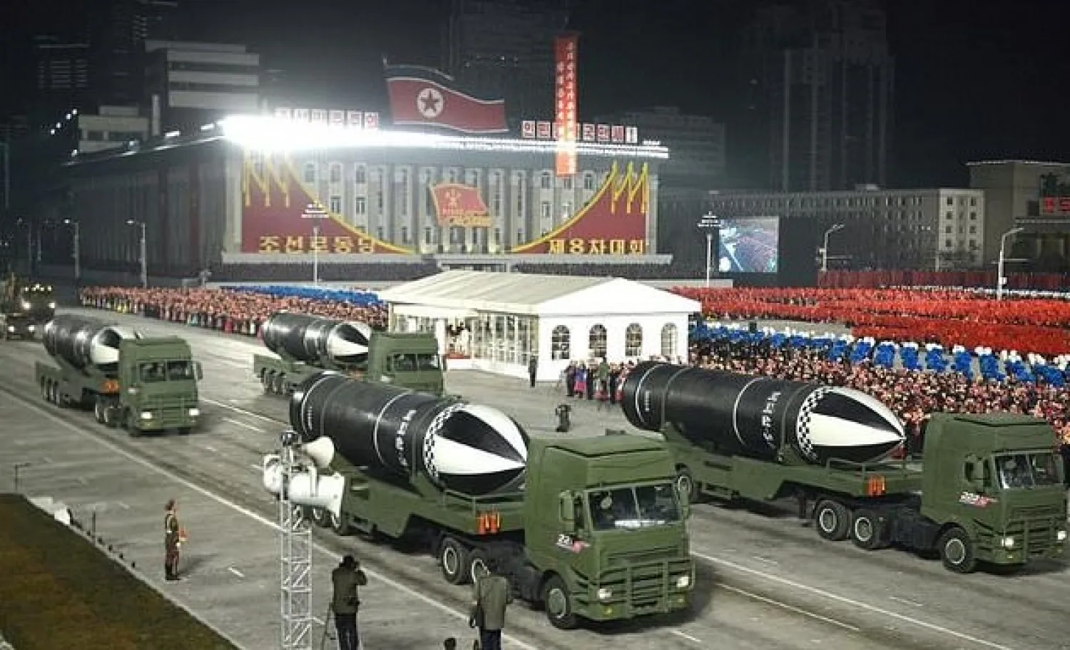 Pyongyang in 2020 announced preparation for testing and production of new ballistic missile warheads and development of tactical nuclear weapons, similar to the ones pictured in the North Korean capital in January 2021 - AFP

