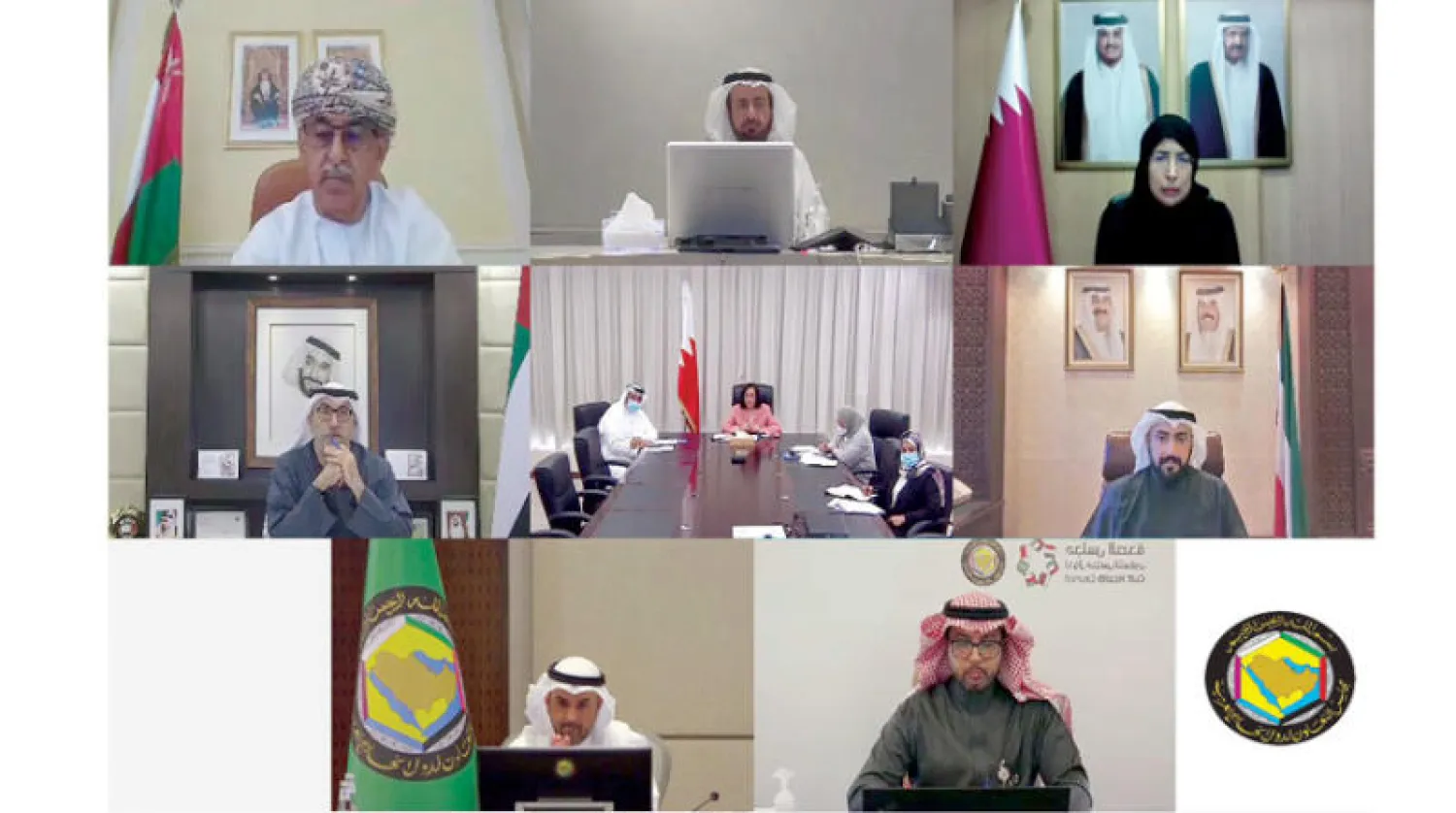 وزراء الصحة الخليجيون خلال اجتماعهم أمس (الشرق الأوسط)