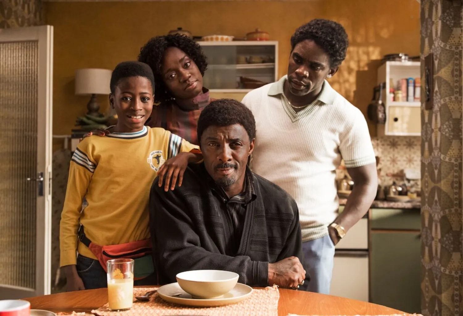 “In the Long Run” was inspired by Elba’s childhood in the Hackney borough of London. With, clockwise from left, Sammy Kamara, Madeline Appiah and Jimmy Akingbola. (Starz)