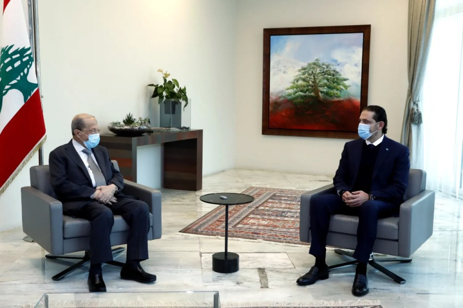 President Michel Aoun receives PM-designate Hariri at the Baabda Palace on Friday. (NNA)