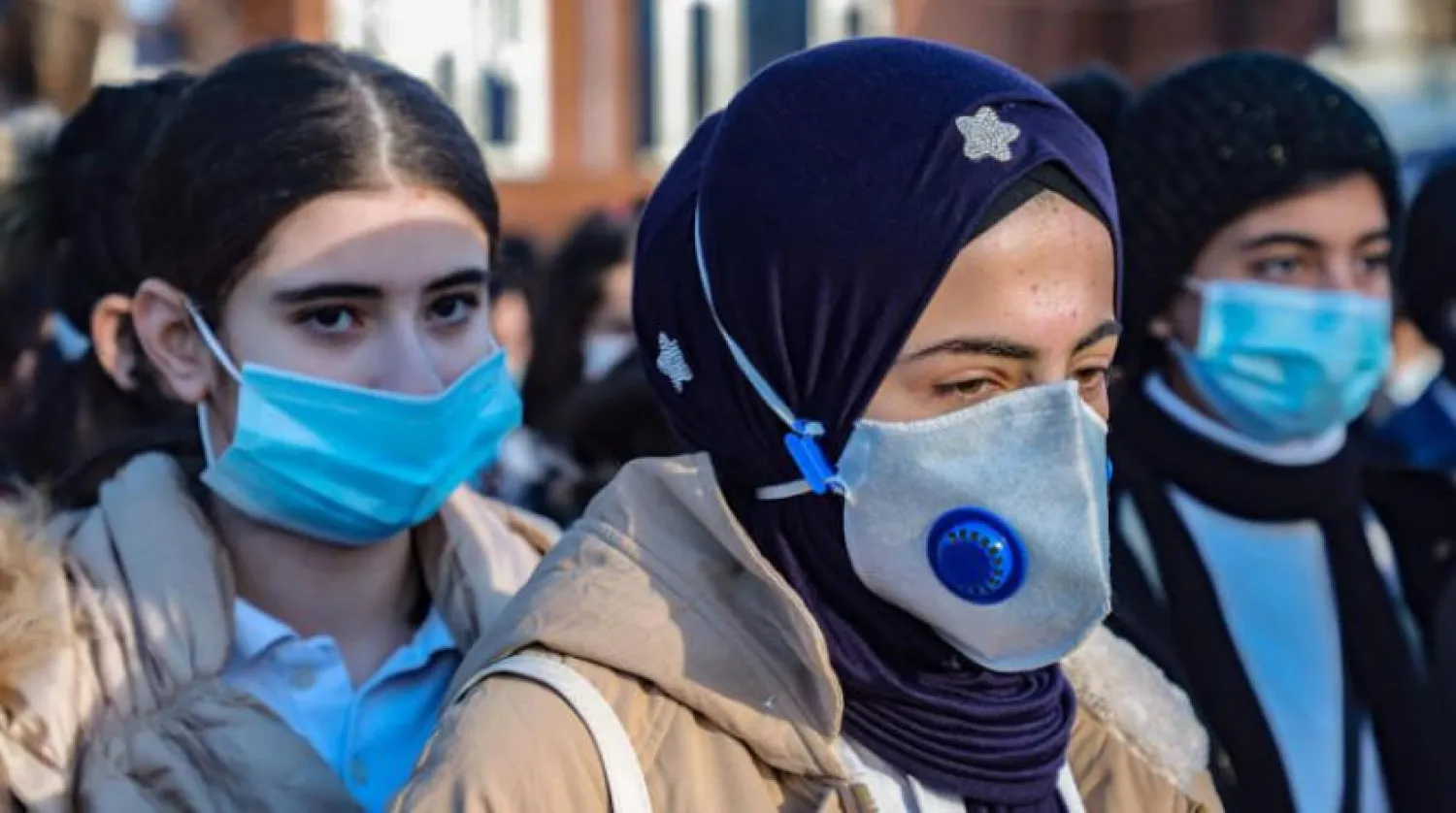 Students wearing masks at school in Sulaymaniyah, east of Iraq (AFP)
