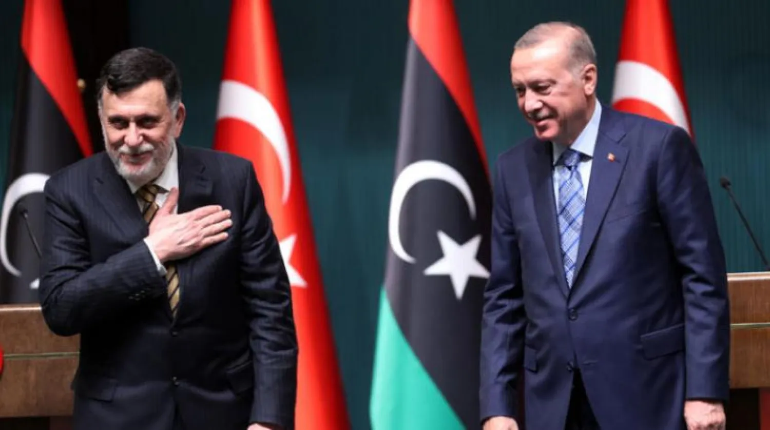 File photo from a previous meeting between Turkish President Recep Tayyip Erdogan and Head of Libya’s Government of National Accord Fayez al-Sarraj in Ankara (AFP) 