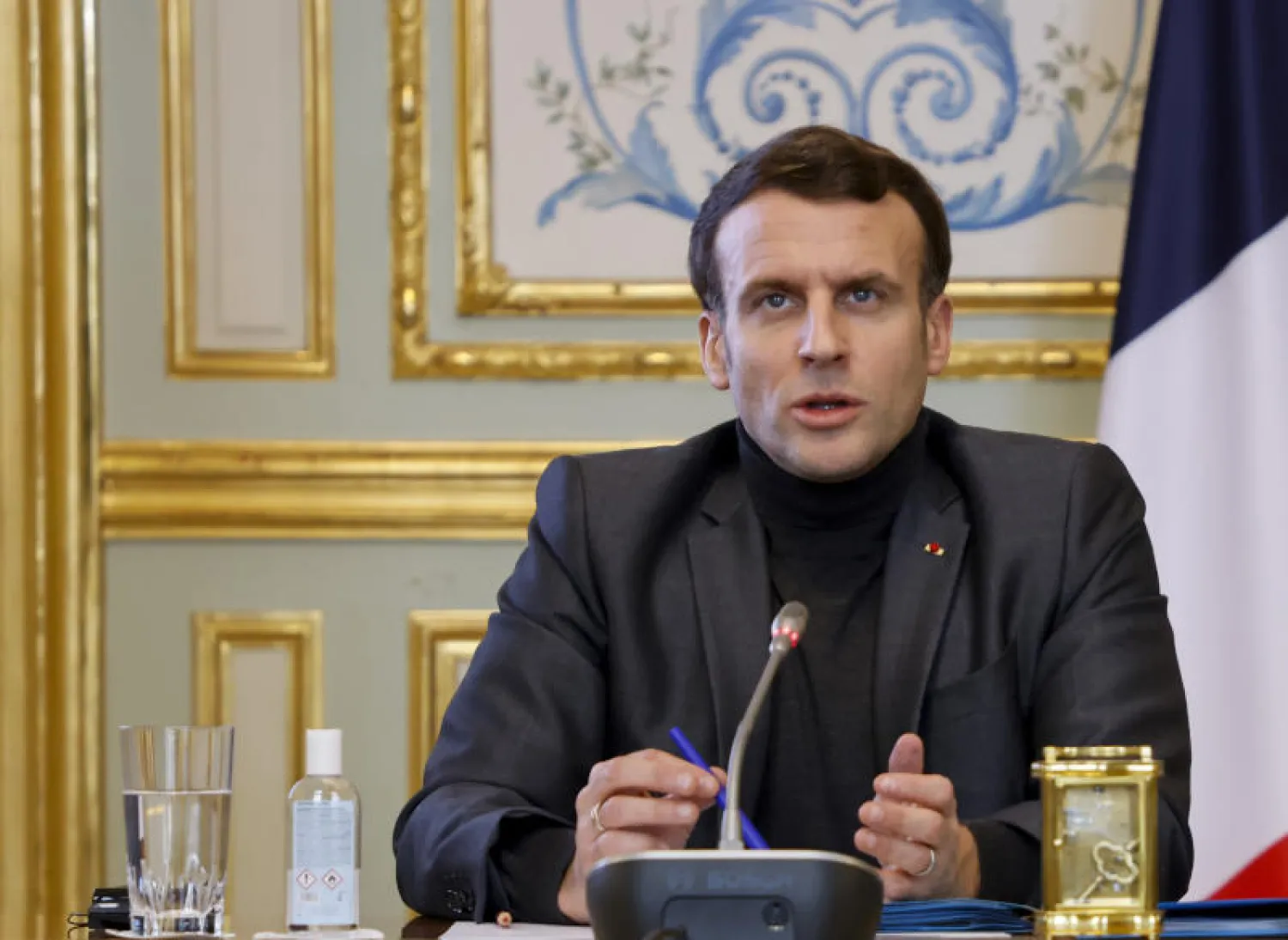 الرئيس الفرنسي ايمانويل ماكرون في قصر الاليزية (ا.ب)