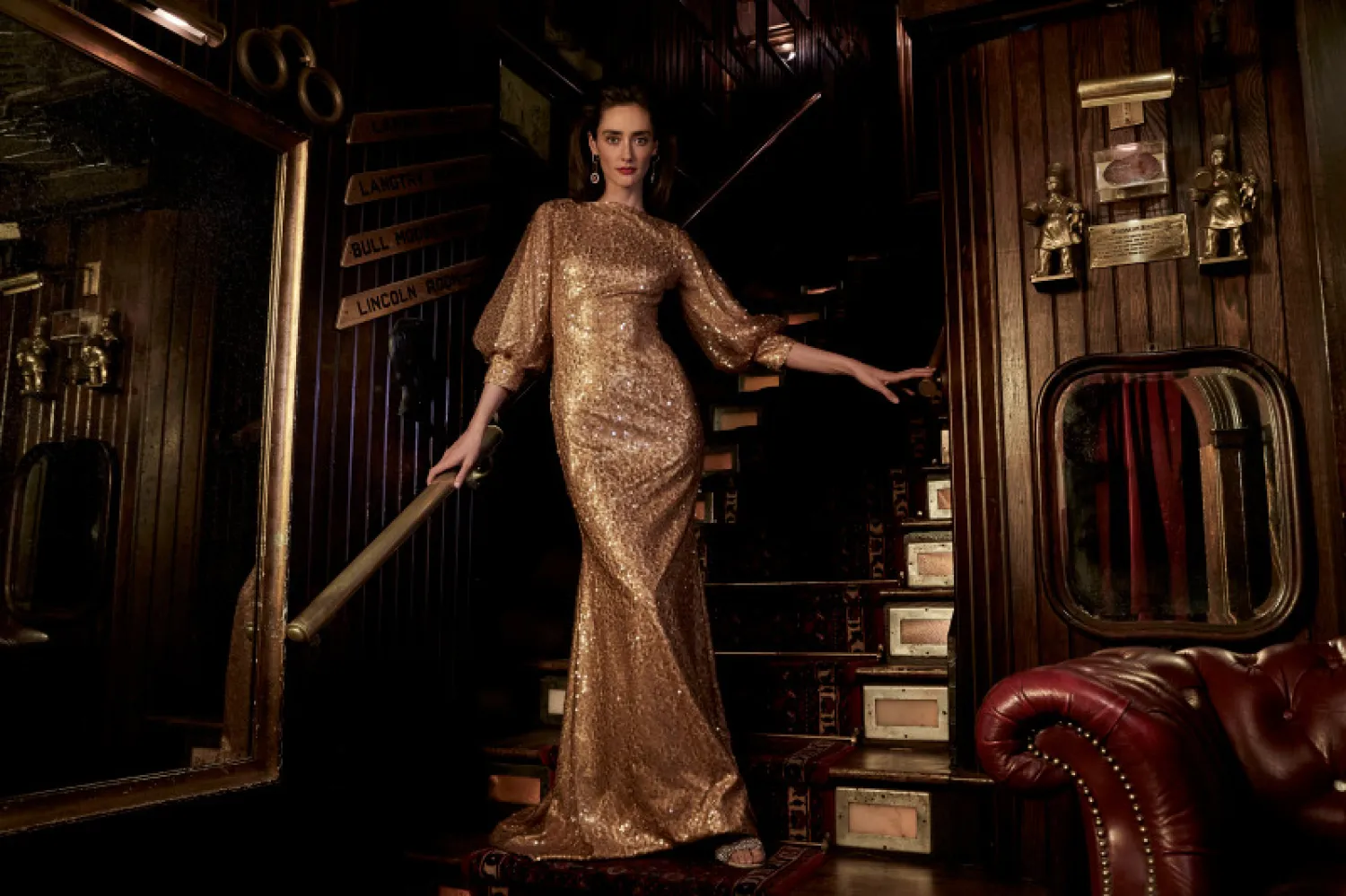 Dinners with friends and nights out inspired Badgley Mischka’s fall 2021 line presented at New York Fashion Week. (Badgley Mischka)