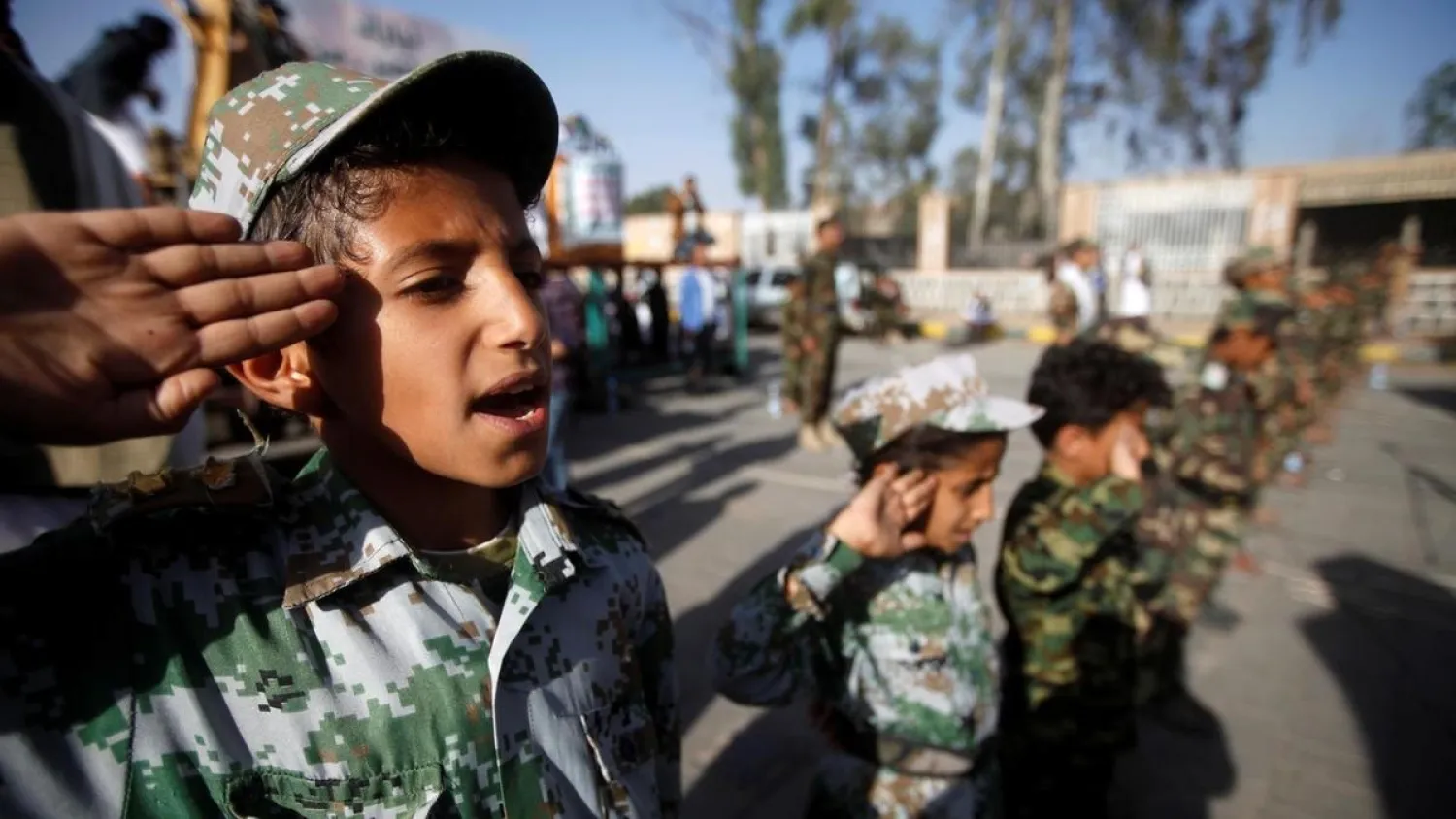 Children take part in a Houthi rally in Sanaa on October 4, 2019. (Reuters)