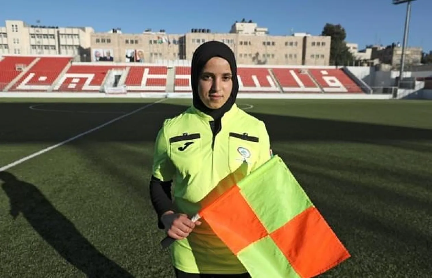 Palestinian referee Hanin Abu Mariam, at the Faisal al-Husseini International Stadium in the West Bank city of Al-Ram, said her interest in football began while studying sports at university - AFP