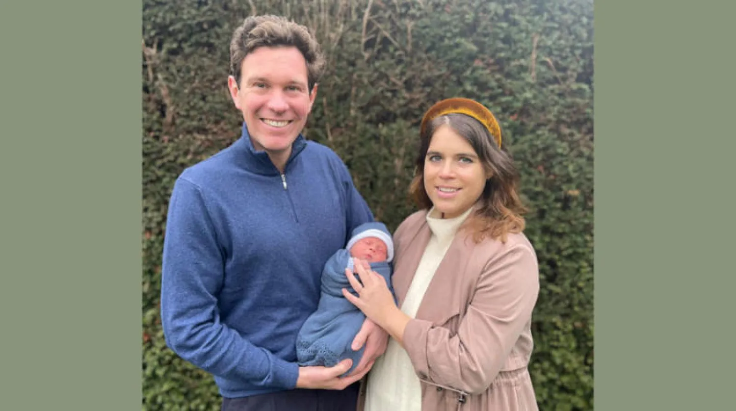 الأميرة يوجيني وزوجها جاك بروكسبانك مع طفلهما (رويترز)