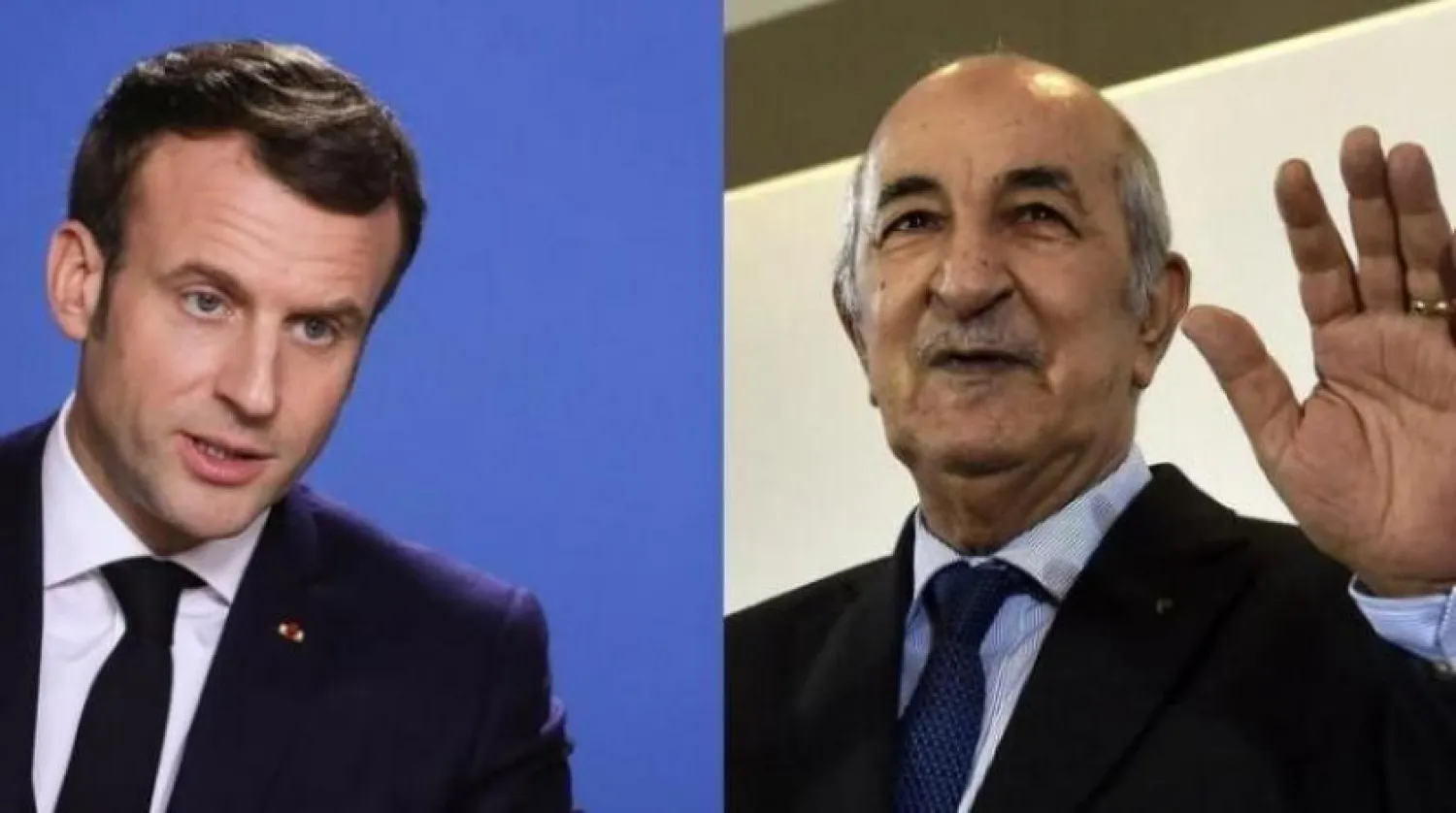Cezayir Cumhurbaşkanı Abdulmecid Tebbun ve Fransa Cumhurbaşkanı Emmanuel Macron (AFP)