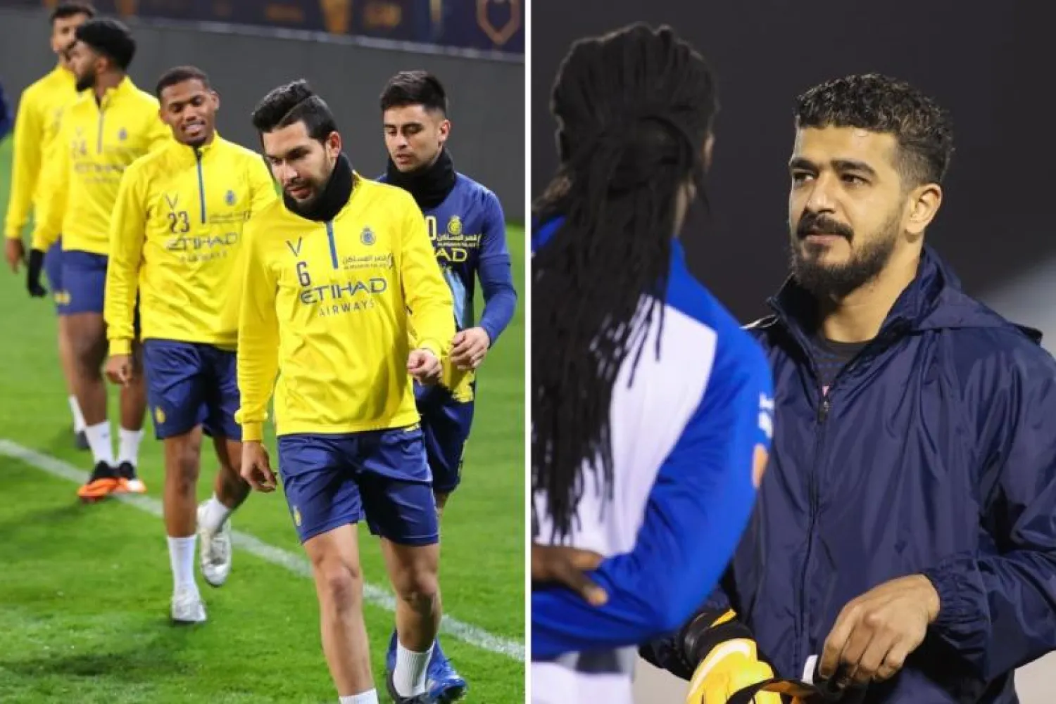 عبد الله المعيوف خلال مشاركته في تدريبات فريقه - جانب من تدريبات فريق النصر