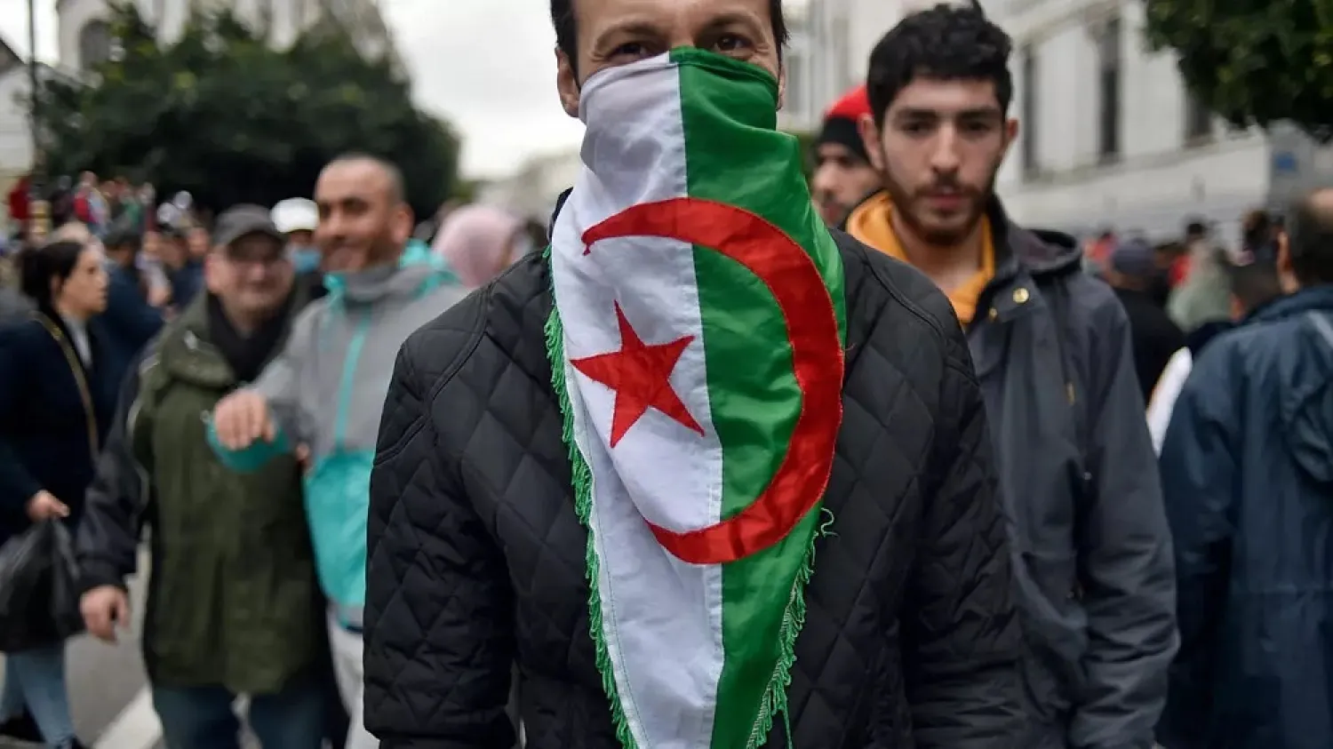Algerians marched in the capital on the second anniversary of the anti-government Hirak protest movement. (AFP)