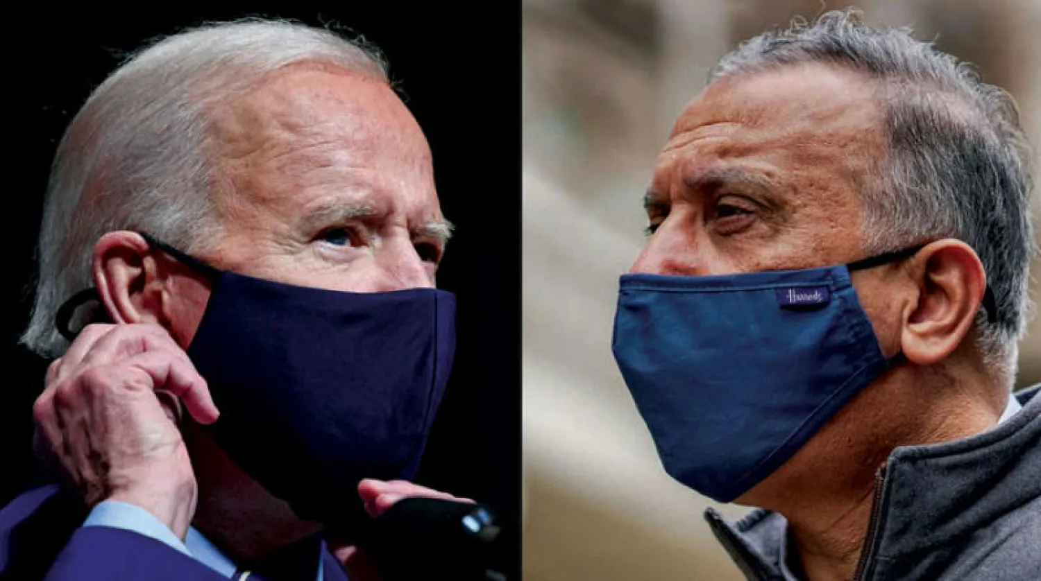 اتفق بايدن والكاظمي في اتصال هاتفي بينهما على «ضرورة محاسبة المسؤولين» عن الهجمات الصاروخية ضد أهداف أميركية في العراق (أ.ف.ب)