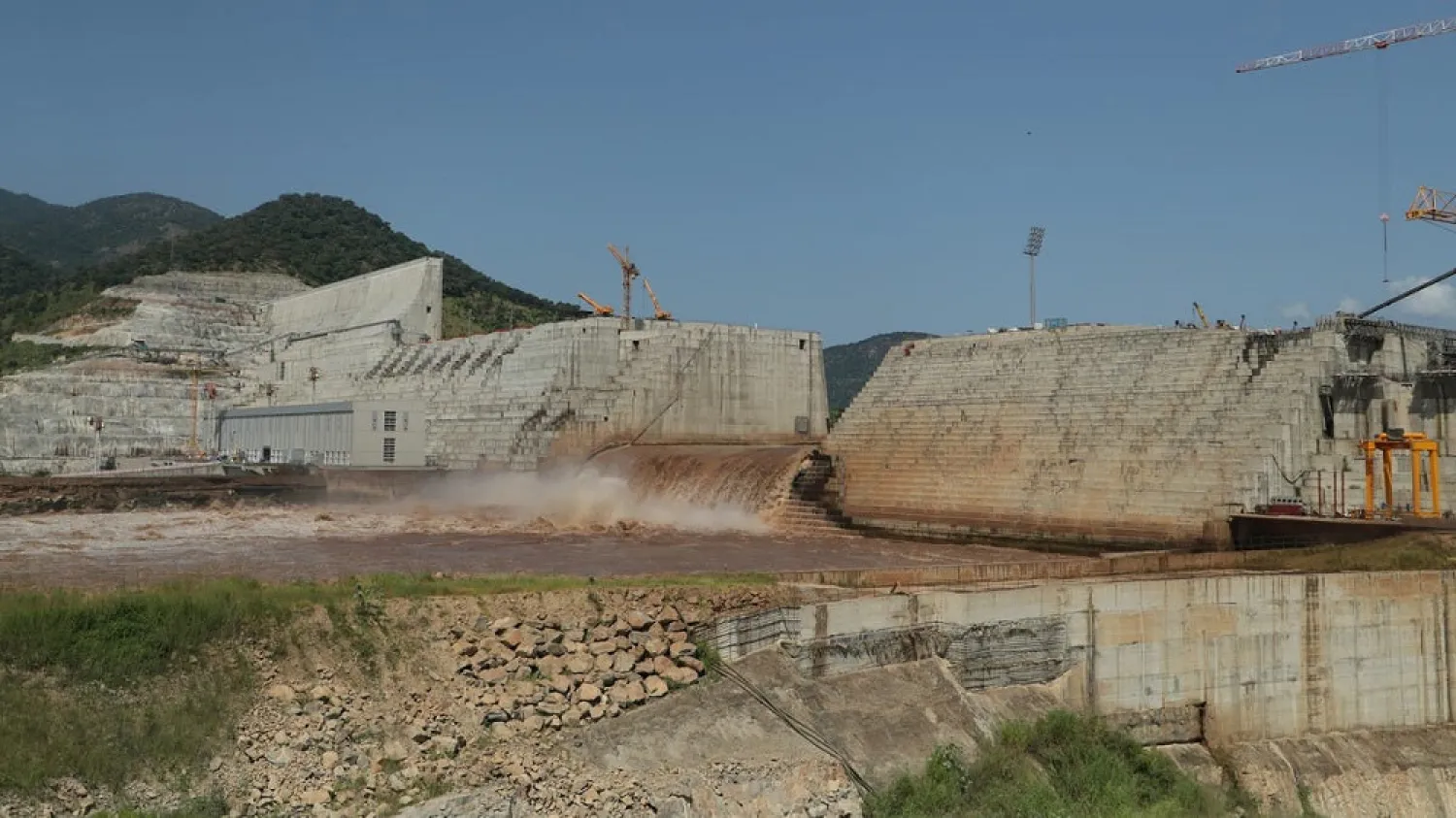 A view of Ethiopia's Grand Renaissance Dam as it undergoes construction work on the river Nile in Guba Woreda, Benishangul Gumuz Region, Ethiopia. (Reuters)