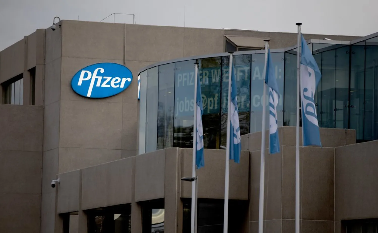 A general view of Pfizer Manufacturing Belgium in Puurs, Belgium, Monday, Nov. 9, 2020.  (AP Photo/Virginia Mayo)
