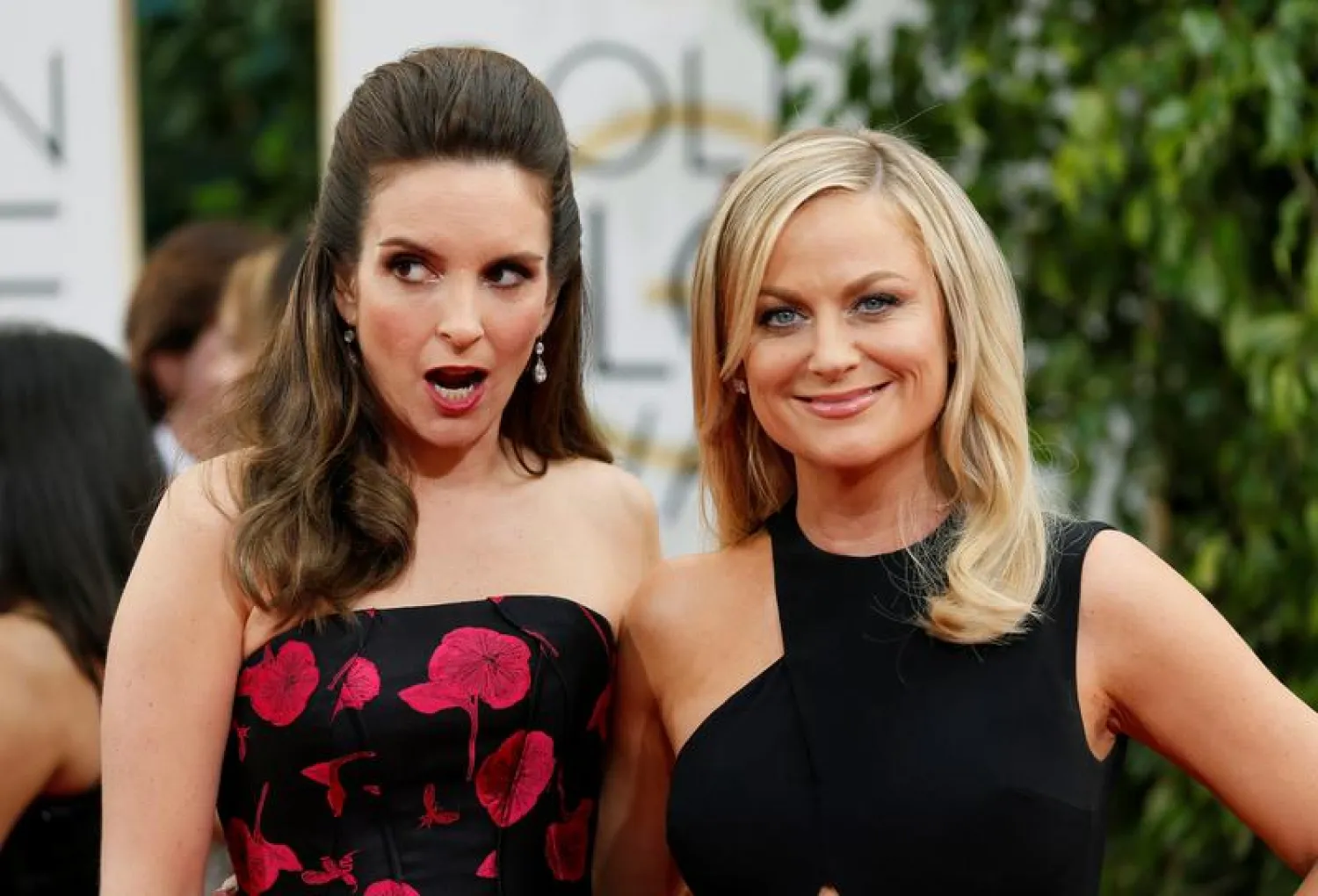 FILE PHOTO: Golden Globes hosts Tina Fey and Amy Poehler pose at the 71st annual Golden Globe Awards in Beverly Hills, California January 12, 2014. REUTERS/Danny Moloshok