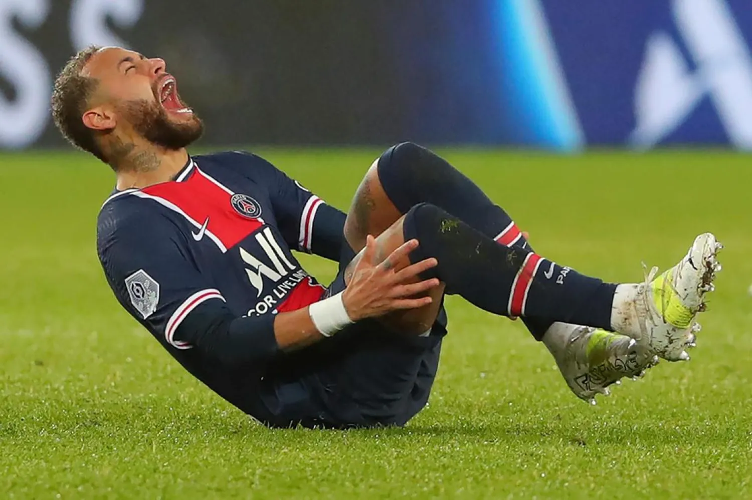 PSG's Neymar falls in pain. AP file photo