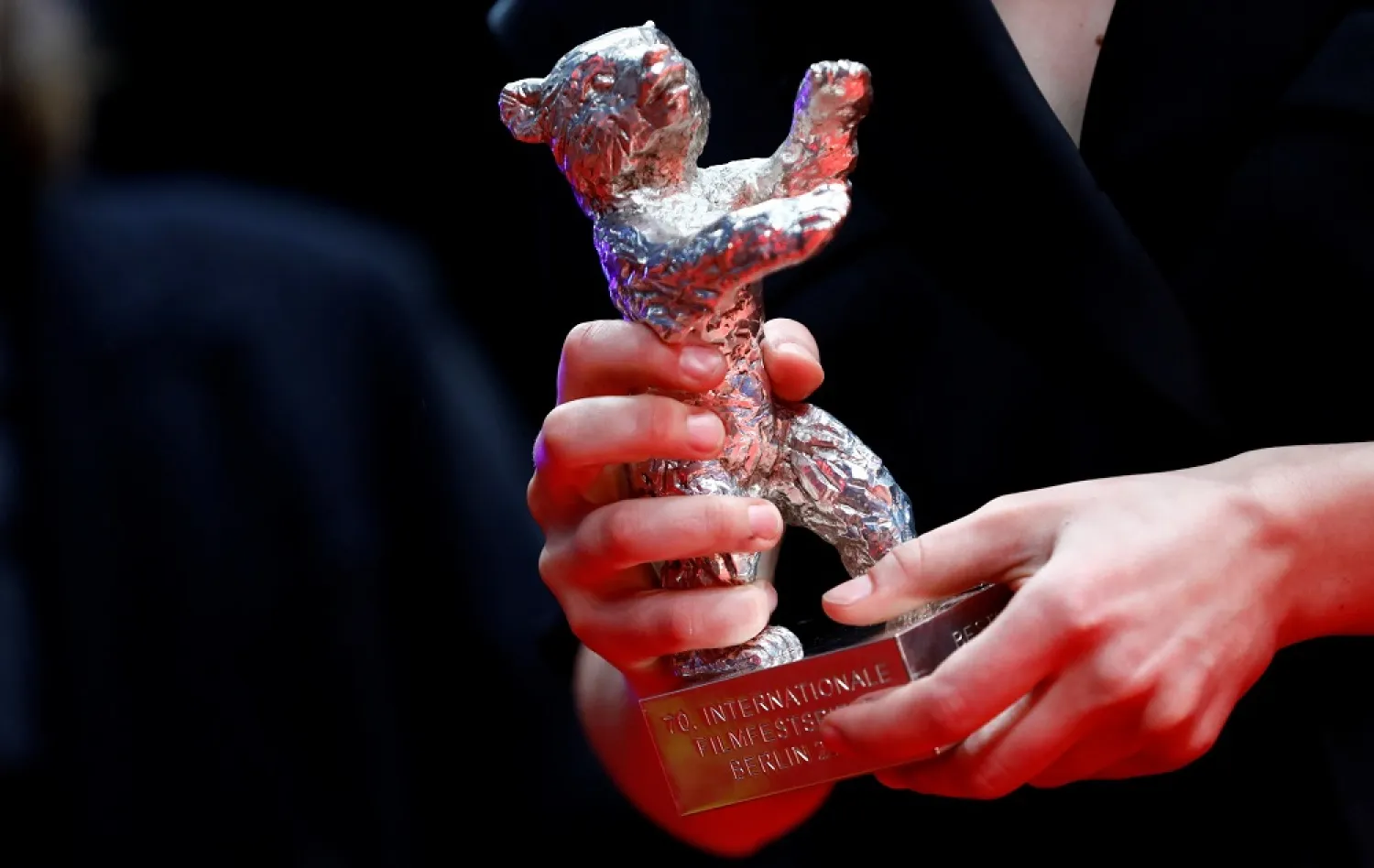 Paula Beer holds her Silver Bear for Best Actress for "Undine" after the award ceremony of the 70th Berlinale International Film Festival in Berlin, Germany, February 29, 2020. (Reuters)