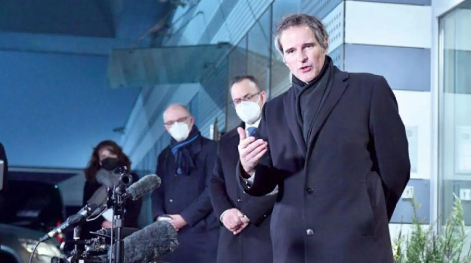 UAEA Başkanı Rafael Grossi, geçen pazartesi günü Tahran ziyareti sonrasında, Viyana Havaalanı’nda gazetecilere açıklamalarda bulundu. (Uluslararası Ajans)