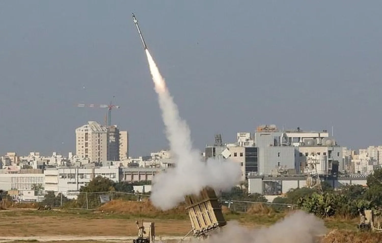 An Israeli missile is launched from the Iron Dome defense system - AFP