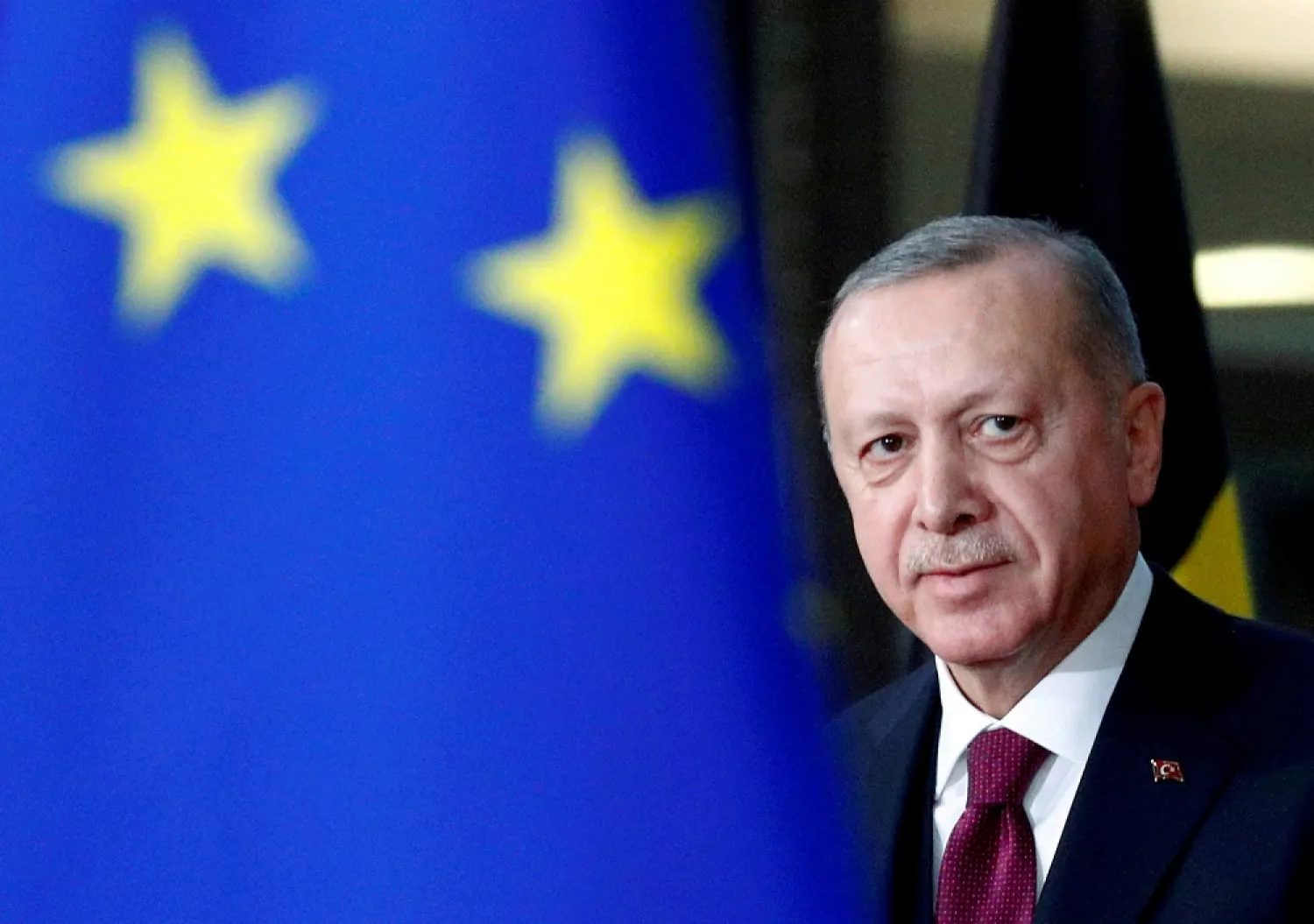 Turkish President Recep Tayyip Erdogan arrives for a meeting with EU Council President Charles Michel in Brussels, Belgium March 9, 2020. (Reuters)