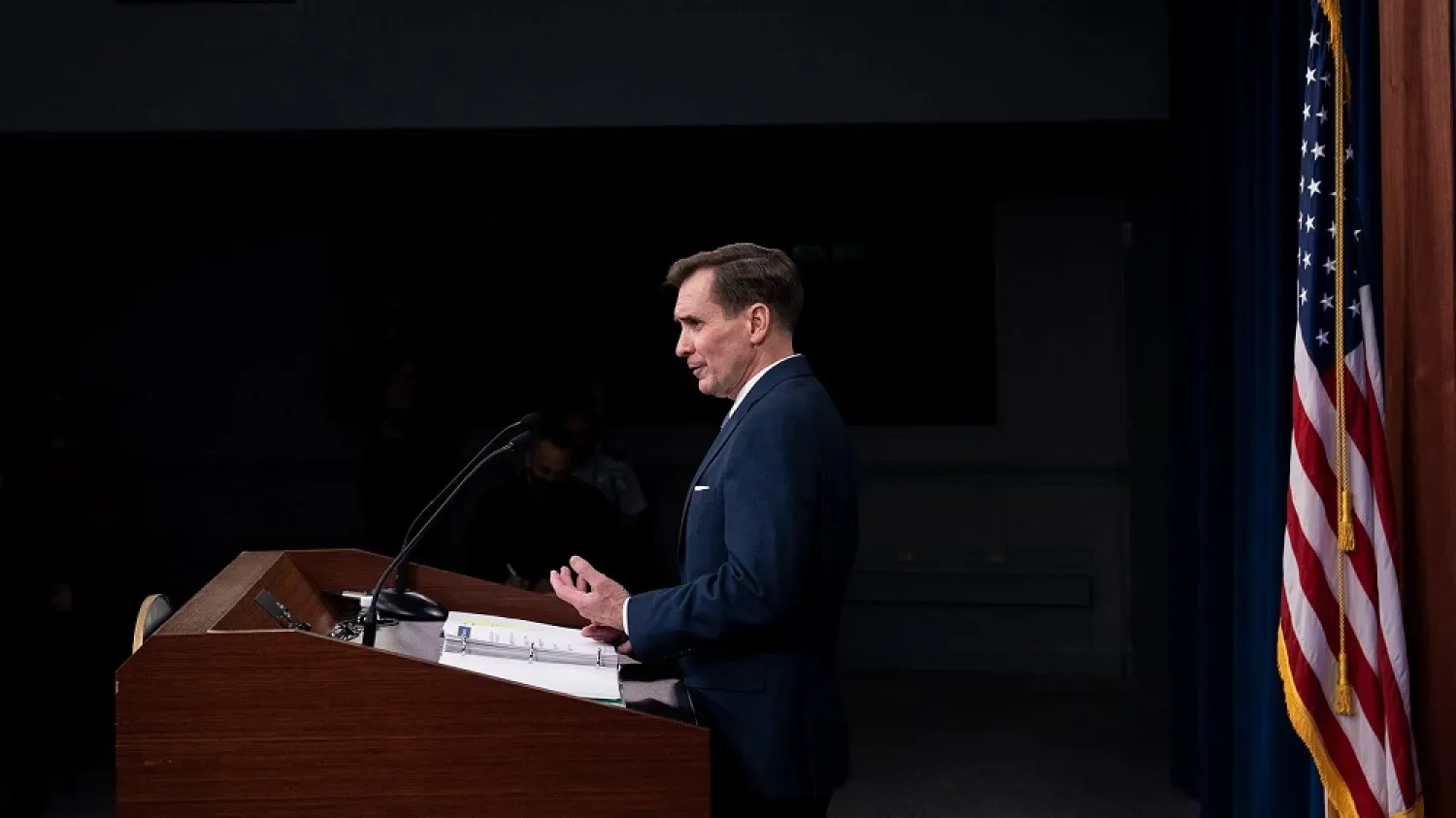 US Department of Defense press secretary John Kirby speaks in a media briefing at the Pentagon. (AP file photo)