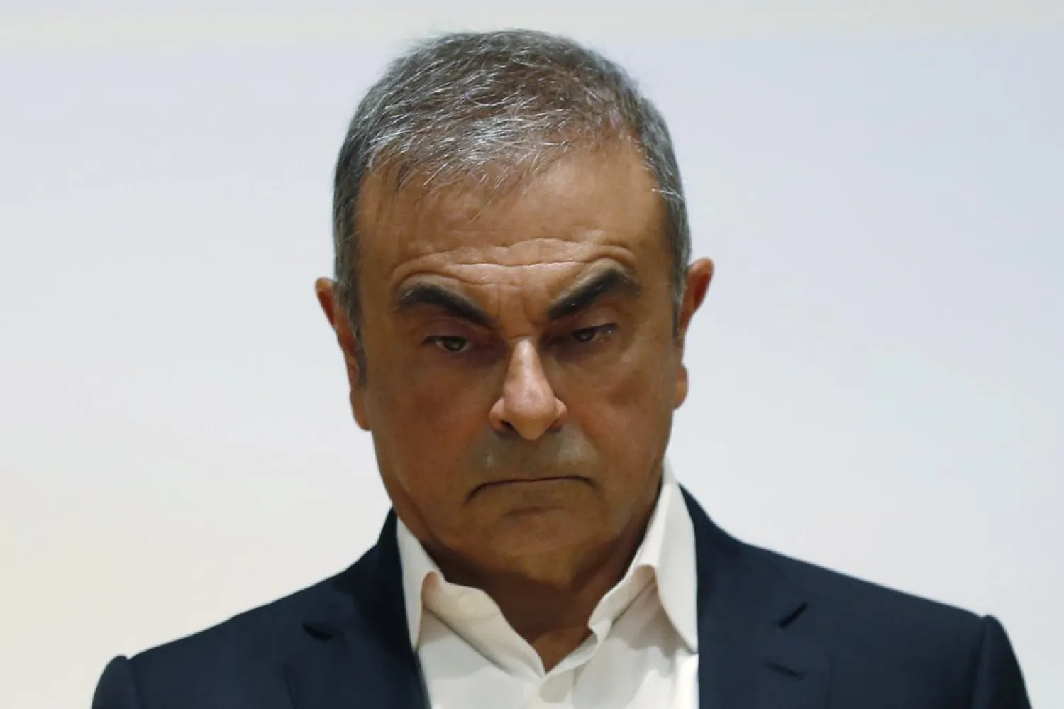 In this Sept. 29, 2020, file photo, former Nissan Motor Co. Chairman Carlos Ghosn holds a press conference at the Holy Spirit University of Kaslik, north of Beirut, Lebanon. (AP)