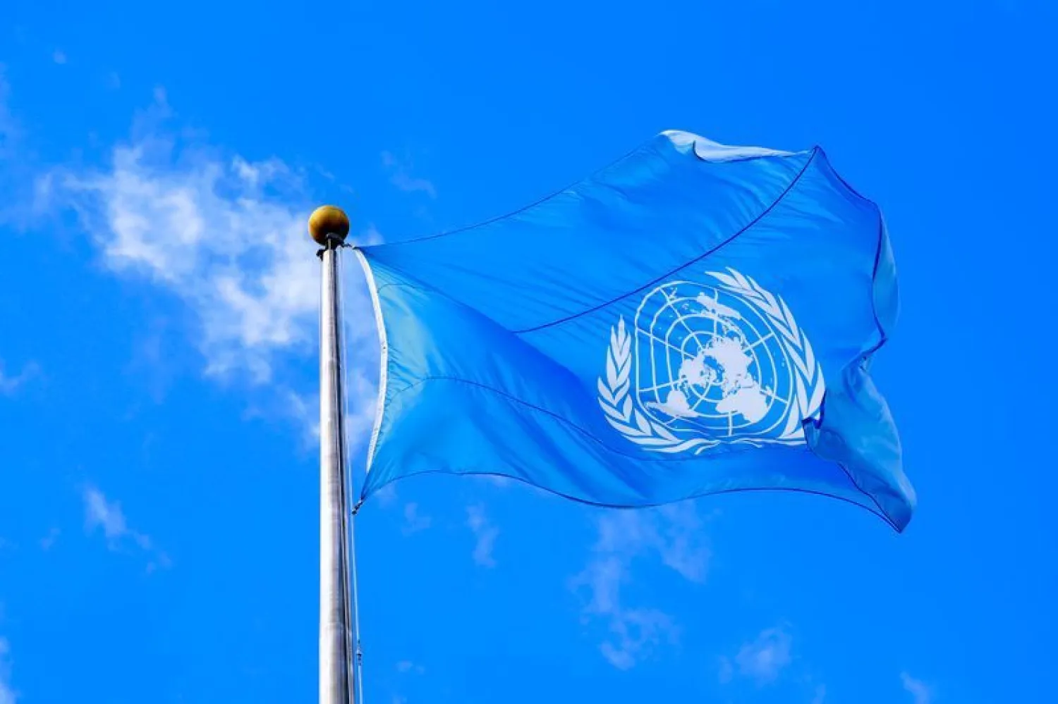 The United Nations flag is seen during the 74th session of the United Nations General Assembly at UN headquarters in New York City, New York, US
