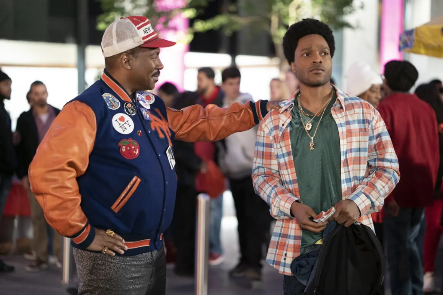 Eddie Murphy, left, and Jermaine Fowler appear in a scene from "Coming 2 America." (Paramount Pictures via AP)
