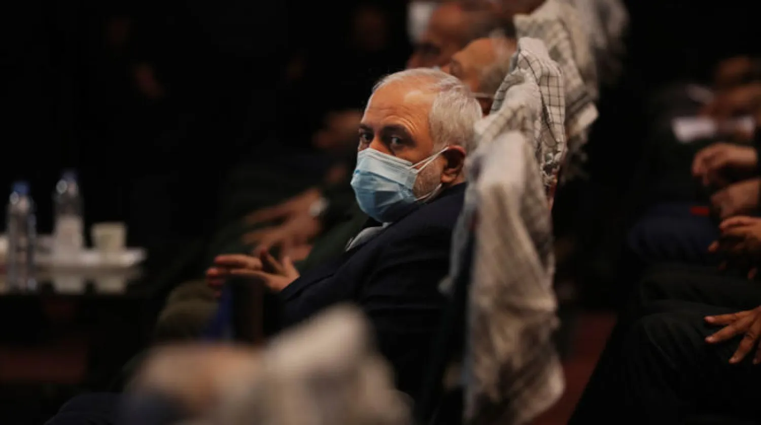 وزير الخارجية الإيراني خلال مشاركته في مؤتمر للقضاء الإيراني في طهران الشهر الماضي (أ.ب)