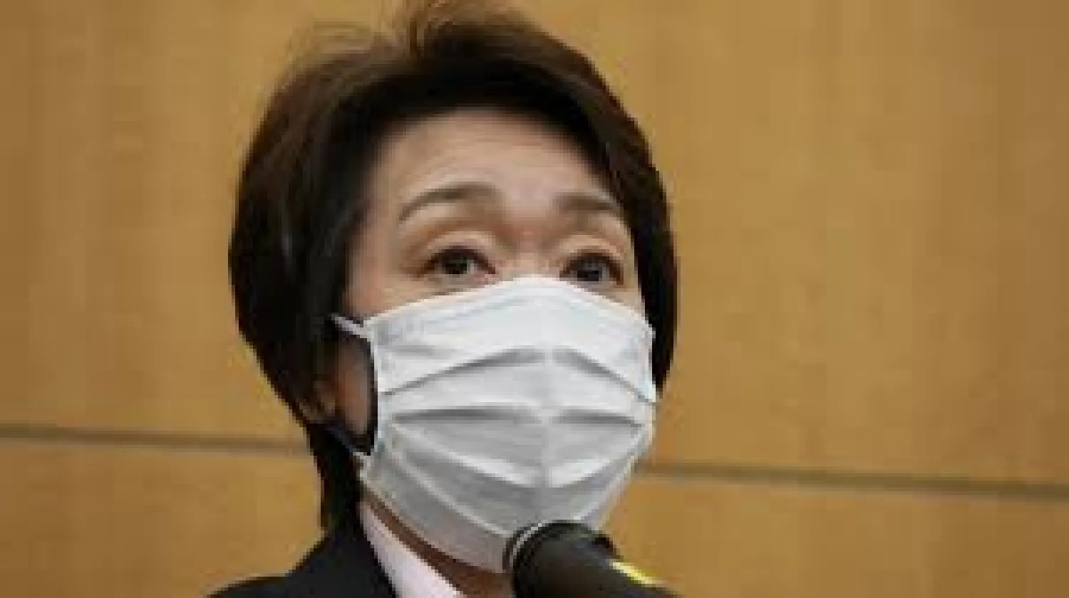 Seiko Hashimoto, president of the Tokyo Organizing Committee of the Olympic and Paralympic Games (Tokyo 2020), speaks before reporters after a five-party meeting at the Tokyo 2020 headquarters in Tokyo on Wednesday, March 3, 2021. (Du Xiaoyi/Pool Photo via AP)