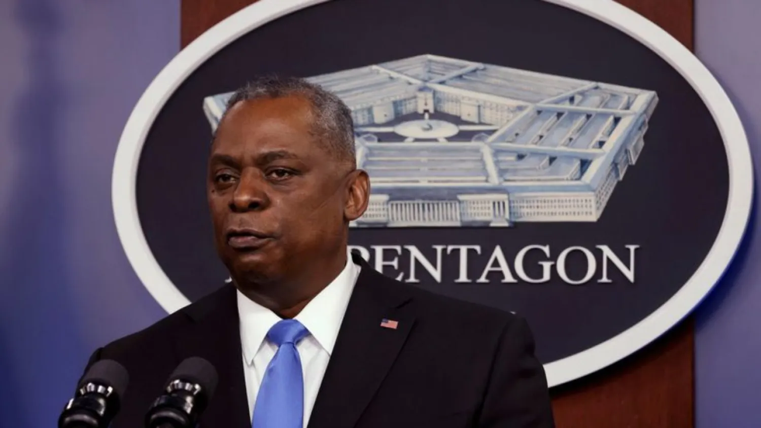FILE PHOTO: US Defense Secretary Lloyd Austin speaks during President Biden's visit at the Pentagon in Arlington, Virginia. Reuters file photo