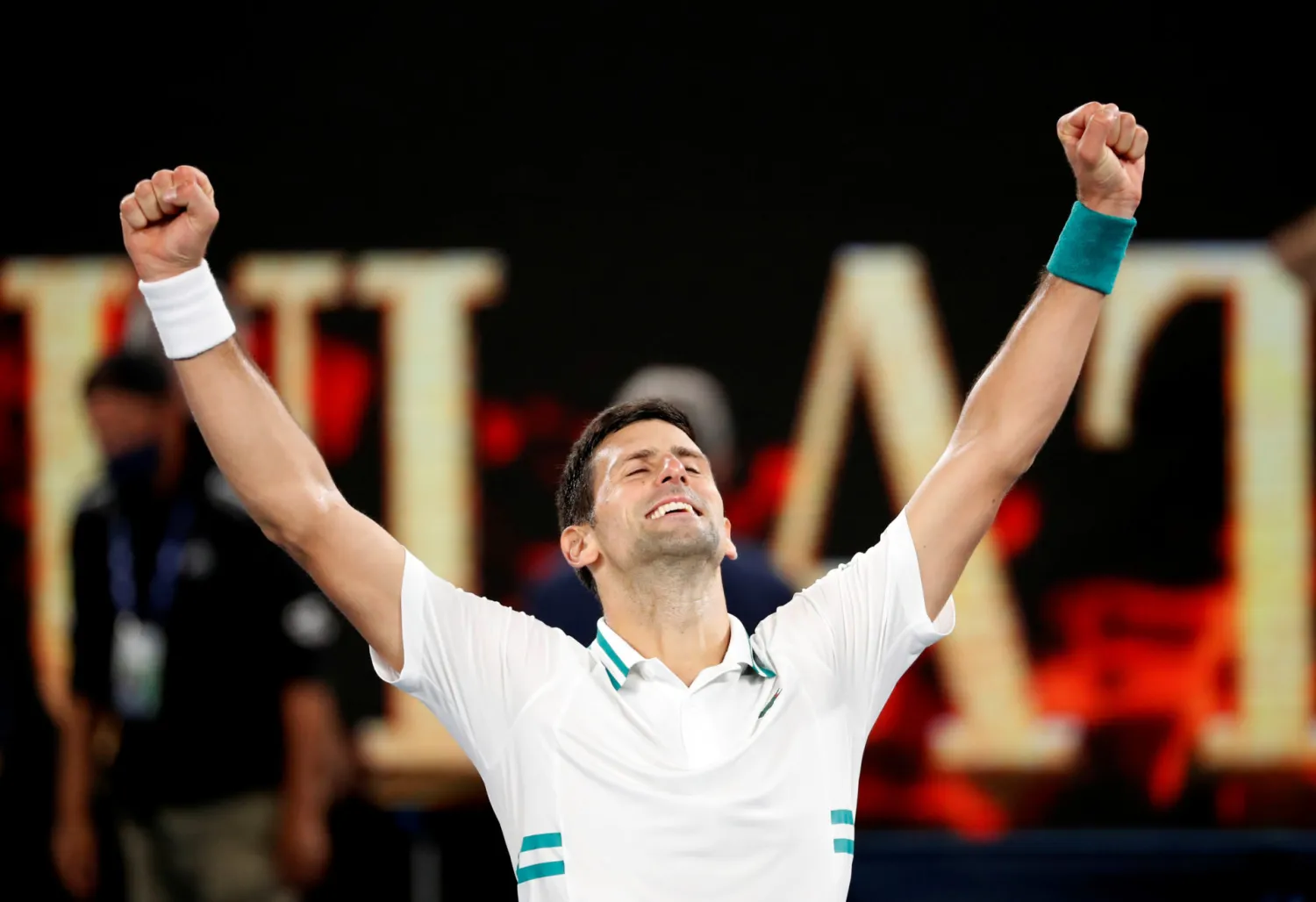 Tennis - Australian Open - Men's Singles Final - Melbourne Park, Melbourne, Australia, February 21, 2021 Serbia's Novak Djokovic celebrates winning his final match against Russia's Daniil Medvedev REUTERS/Asanka Brendon Ratnayake
