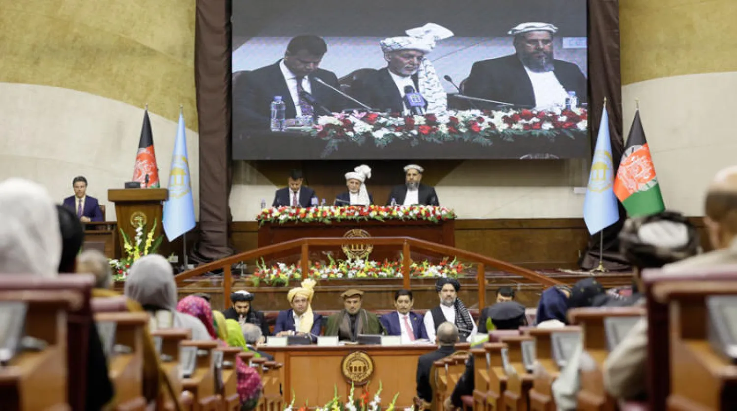 الرئيس الأفغاني أشرف غني لدى افتتاحه الدورة البرلمانية الجديدة أمس (أ.ب)