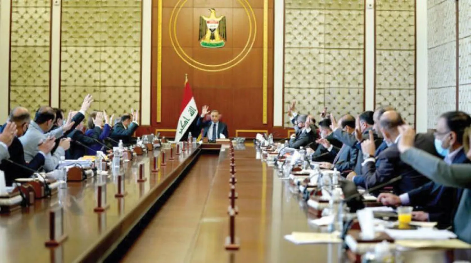 Iraqi Prime Minister Mustafa al-Kadhimi during the cabinet meeting (Iraqi Government)