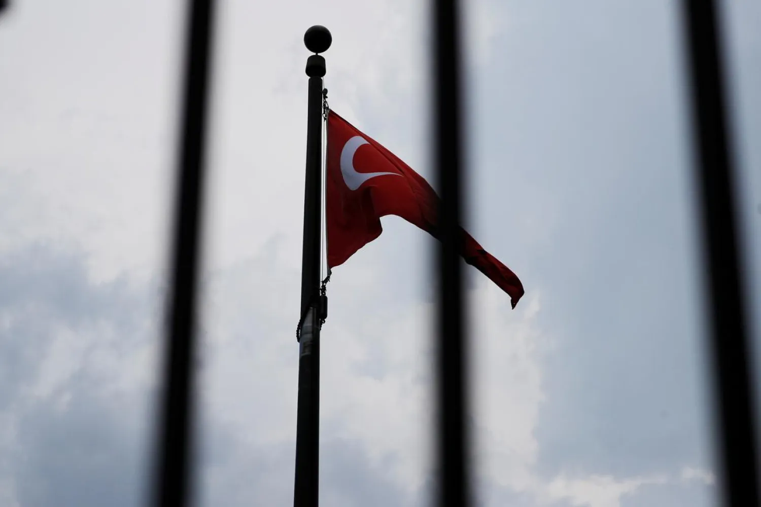 The Turkish flag flies at the Embassy of Turkey in Washington, US, August 6, 2018. REUTERS/Brian Snyder