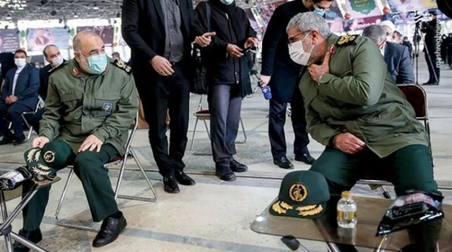Revolutionary Guard Commander Major General Hossein Salami and Quds Force Commander Ismail Qaani attend a memorial service in Tehran (Tasnim) 

