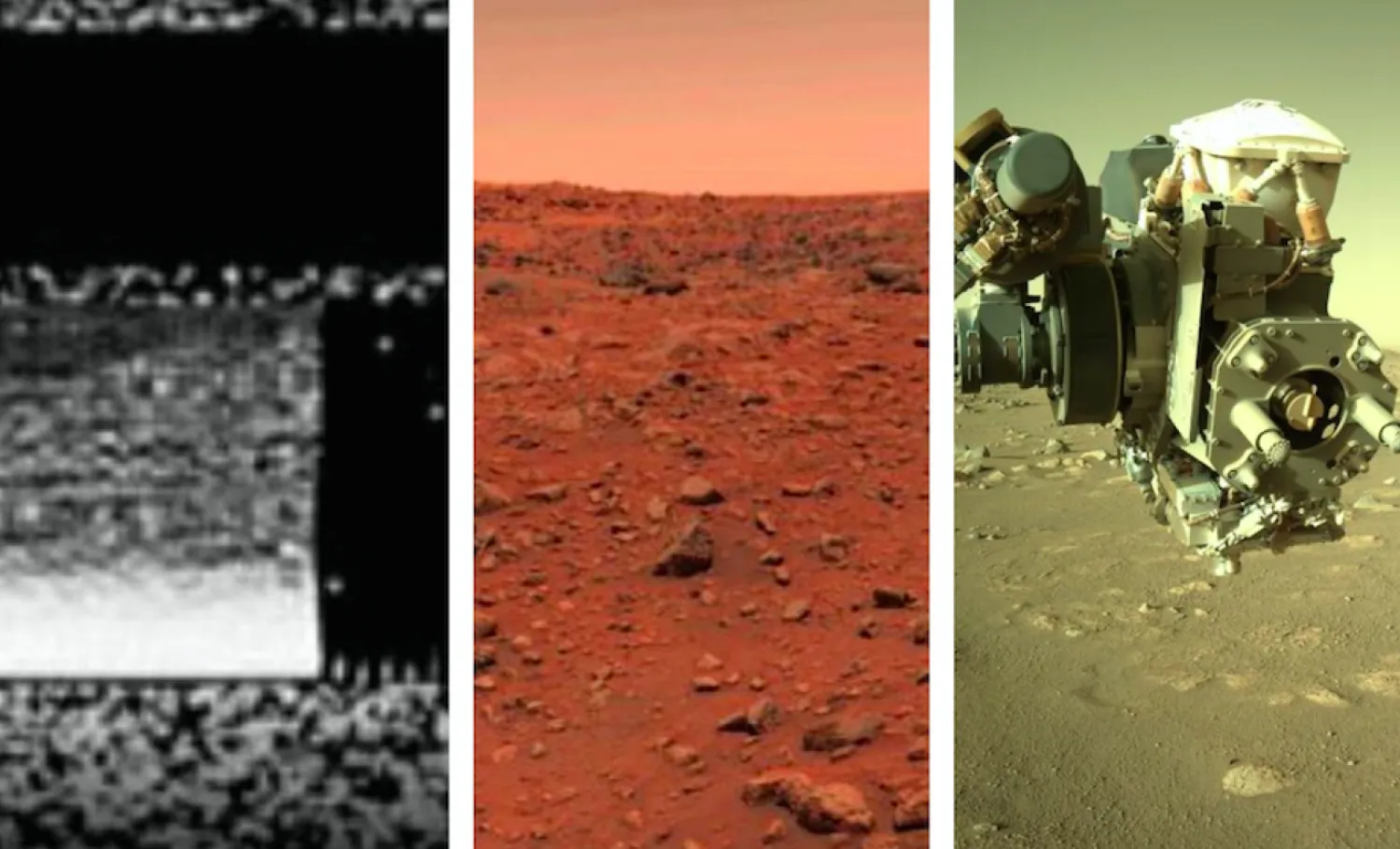 Mars'ta yapılan araştırmalarda çekilen görüntülerin kalitesi ve niteliği yıllar içinde ilerleme gösterdi (Kolaj: Independent Türkçe)