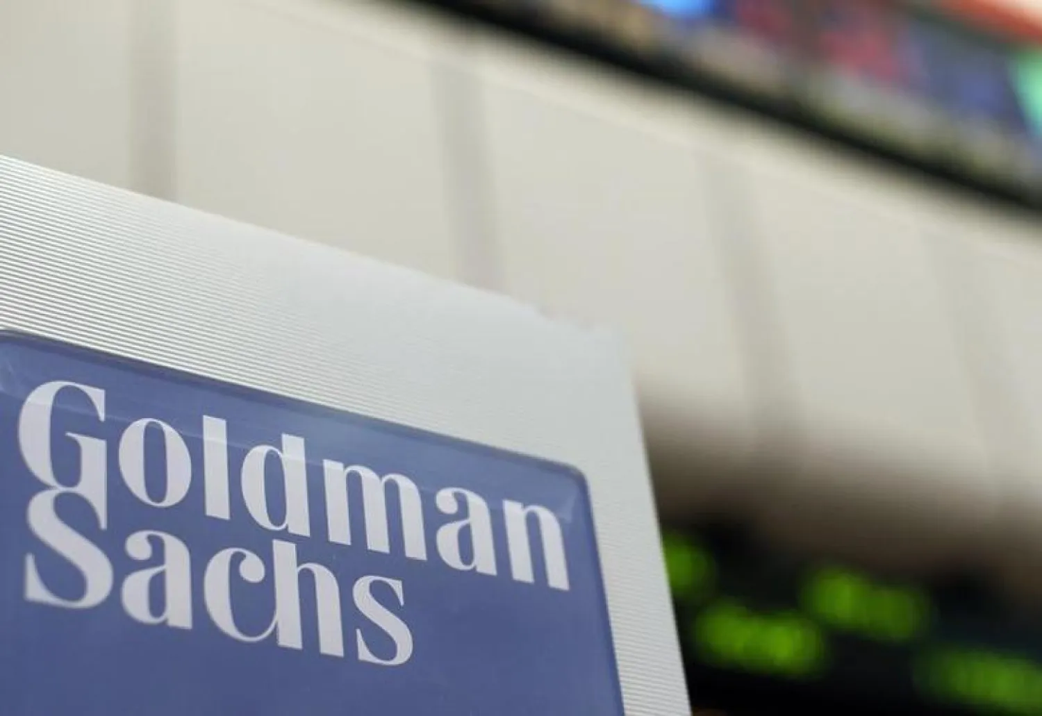 A Goldman Sachs sign is seen on the floor of the New York Stock Exchange, April 16, 2012. REUTERS/Brendan McDermid

