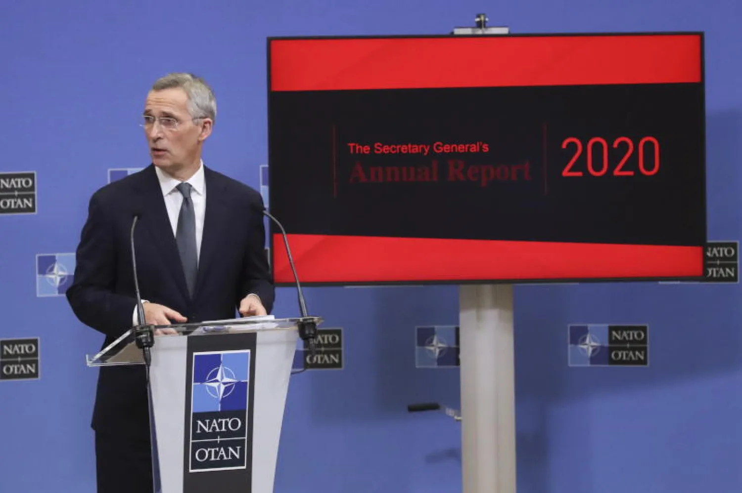 الأمين العام لحلف شمال الأطلسي ينس ستولتنبرغ (إ.ب.أ)