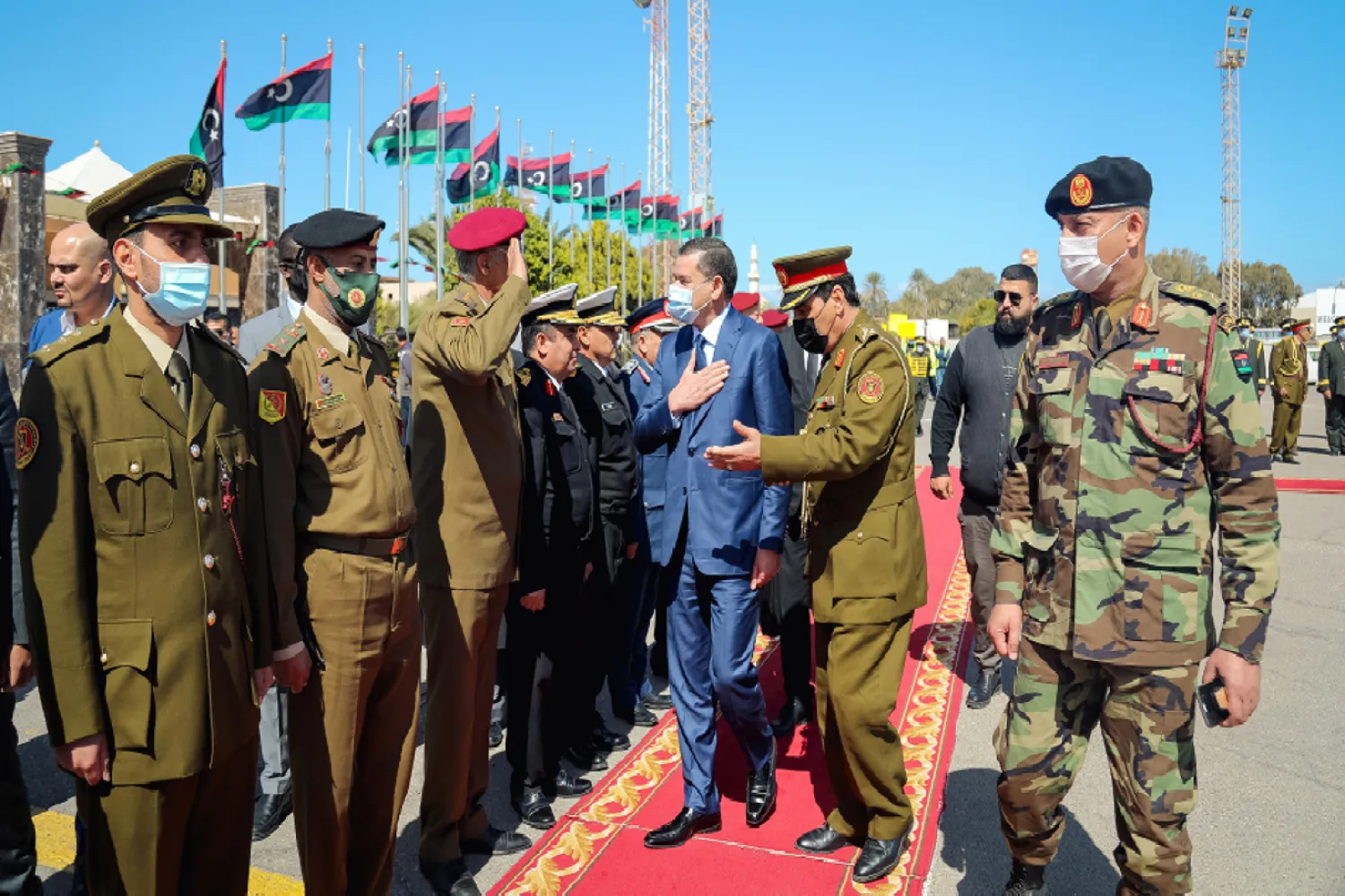 Libya Ulusal Birlik Hükümeti Başbakanı Dibeybe, 11 Mart’ta Libya’nın başkenti Trablus’u ziyareti sırasında (Reuters)