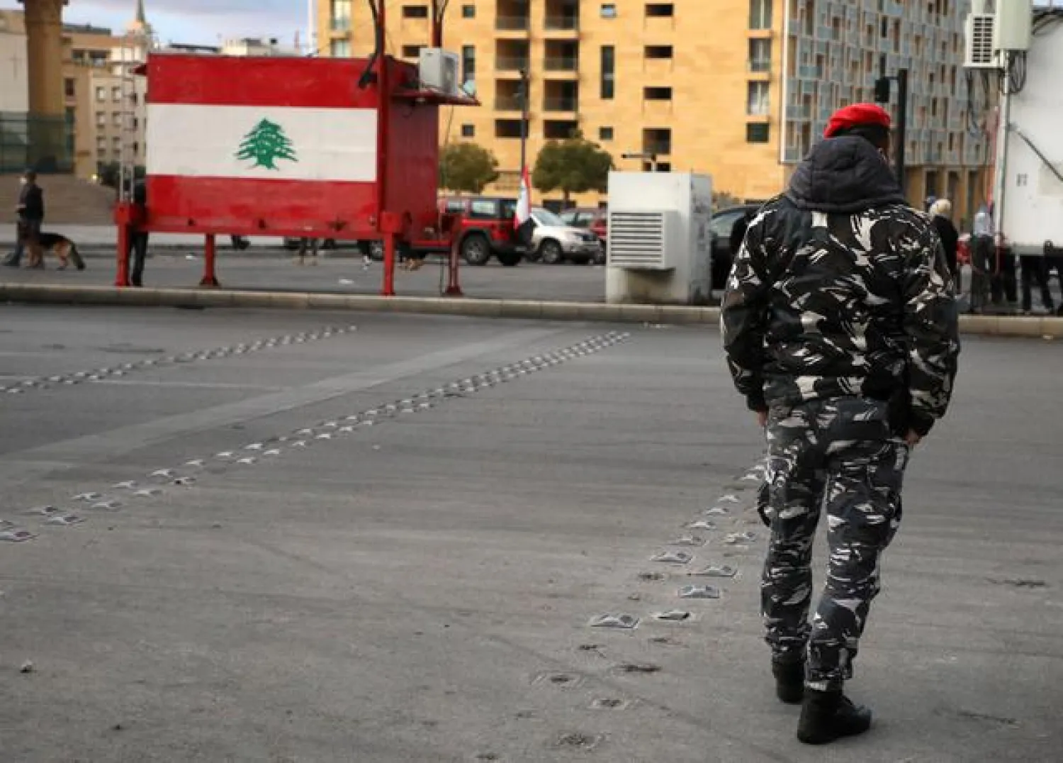 A Lebanese policeman walks in Beirut, Lebanon March 4, 2021. REUTERS/Mohamed Azakir