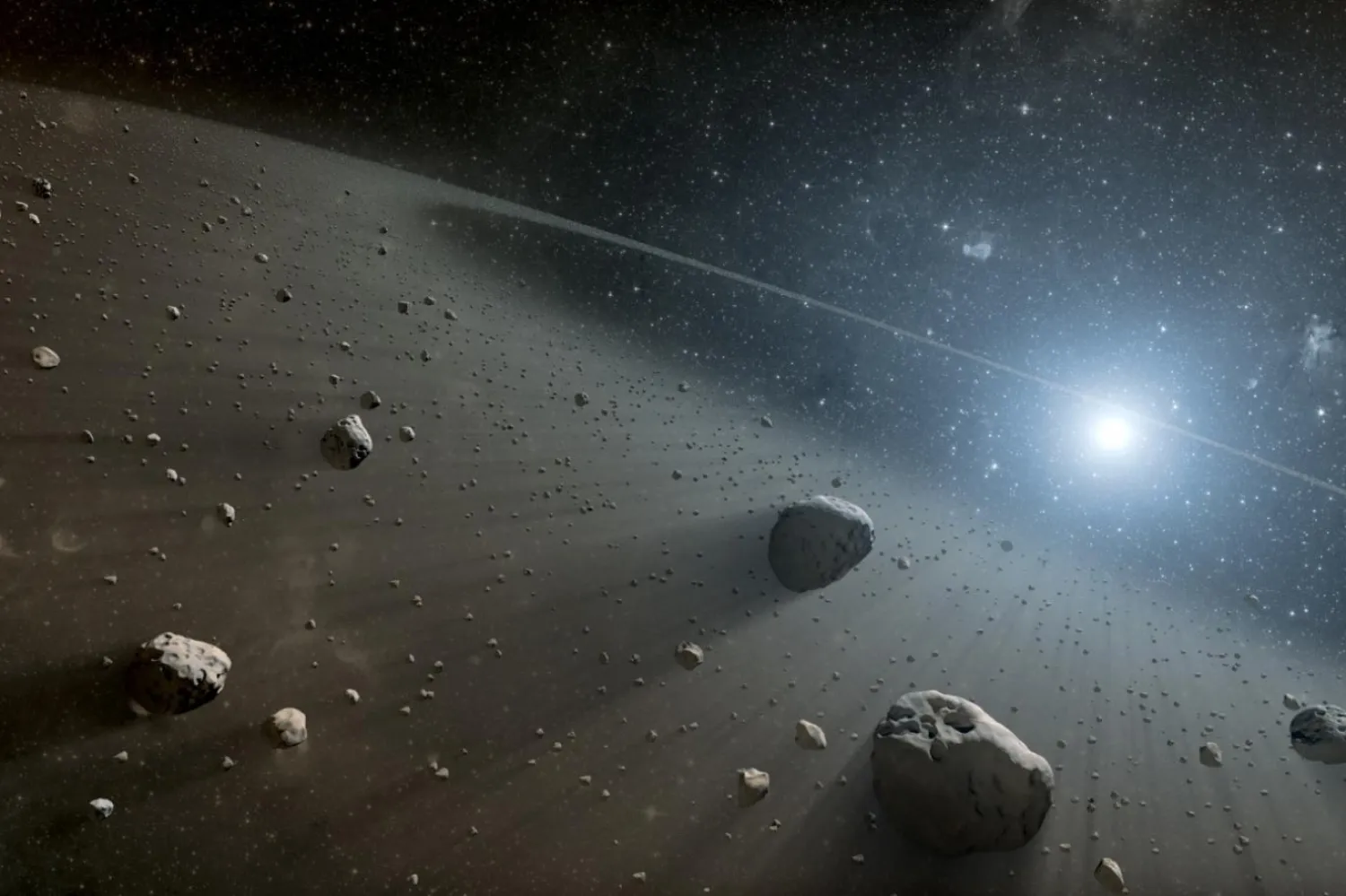 Görselde Vega'nın yörüngesindeki asteroit kuşağı resmediliyor (NASA)