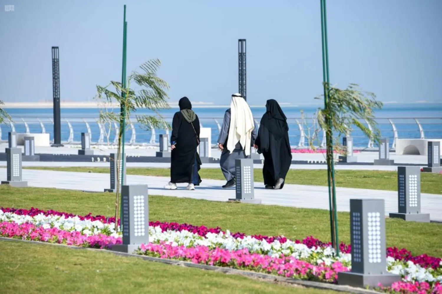 People are seen at the al-Khobar Sea Front. (SPA)