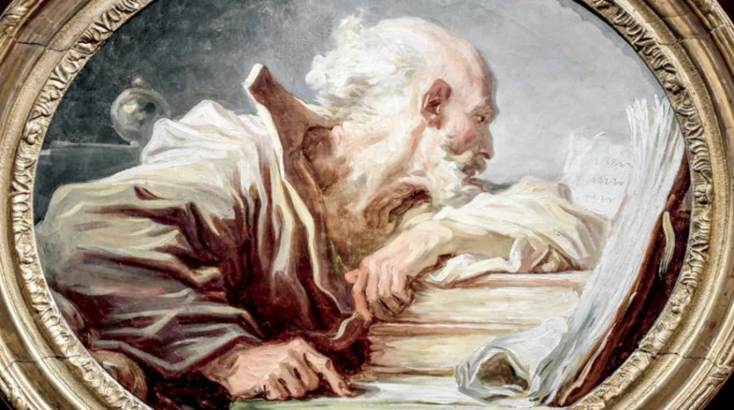 لوحة «فيلسوف يقرأ» للفنان فراغونار (أ.ف.ب)