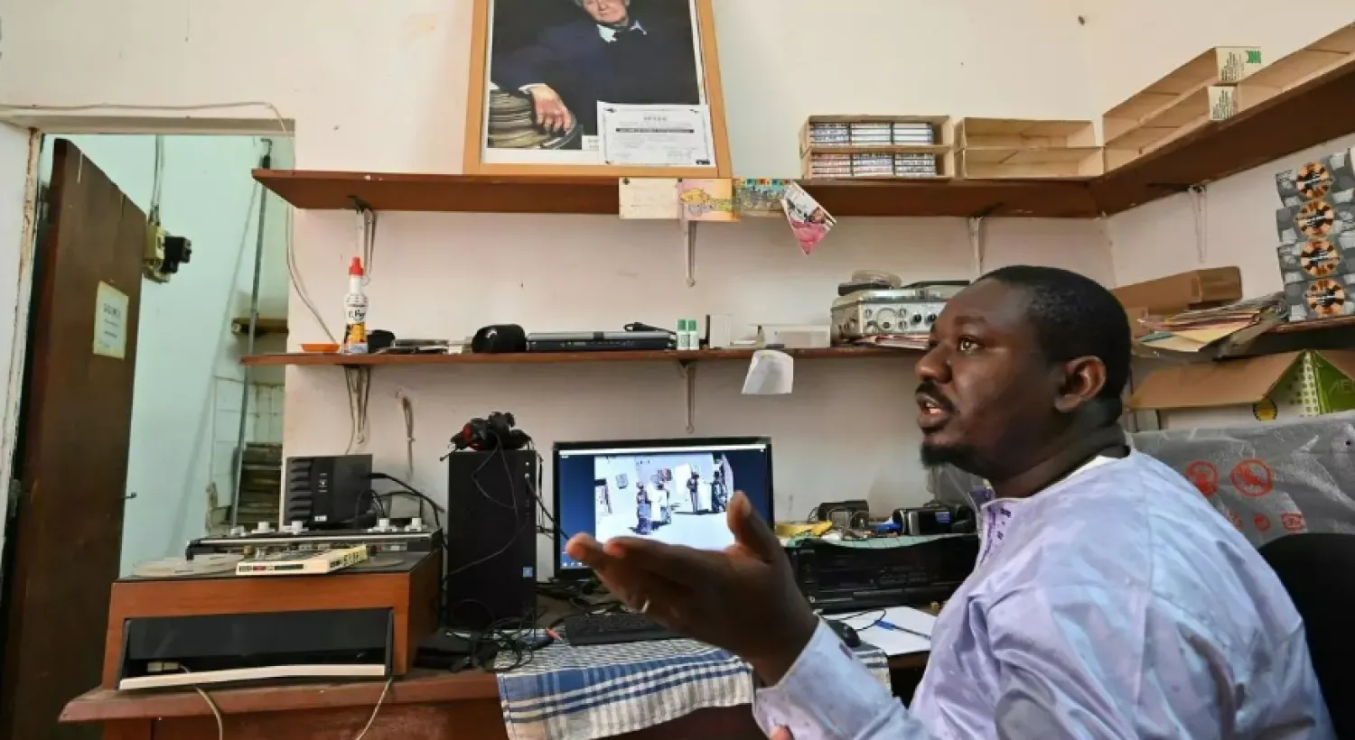 A photograph of Rouch is kept in the late French ethnographer and film-maker's former editing room at the Institute for Research in Human Sciences (IRSH) in Niamey - AFP

