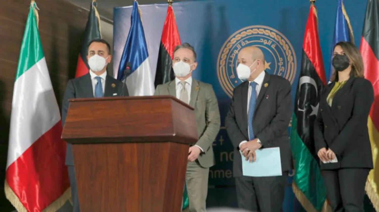 French, German and Italian foreign ministers Meet with Libyan Foreign Minister Najla Al Mangoush, AP 

