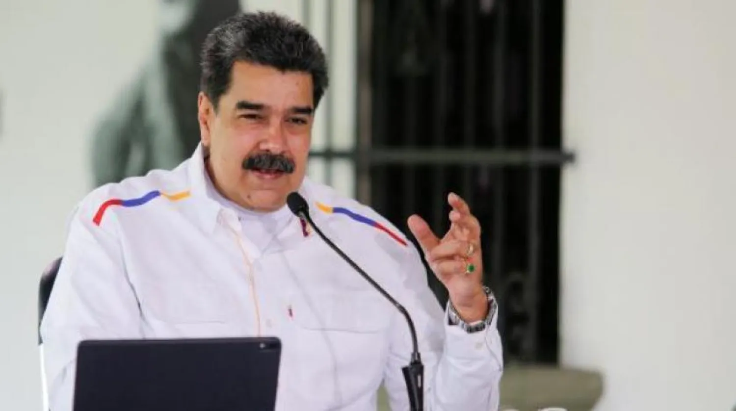 Venezuela Devlet Başkanı Nikolas Maduro, resmi televizyon kanalına konuşurken (AFP)