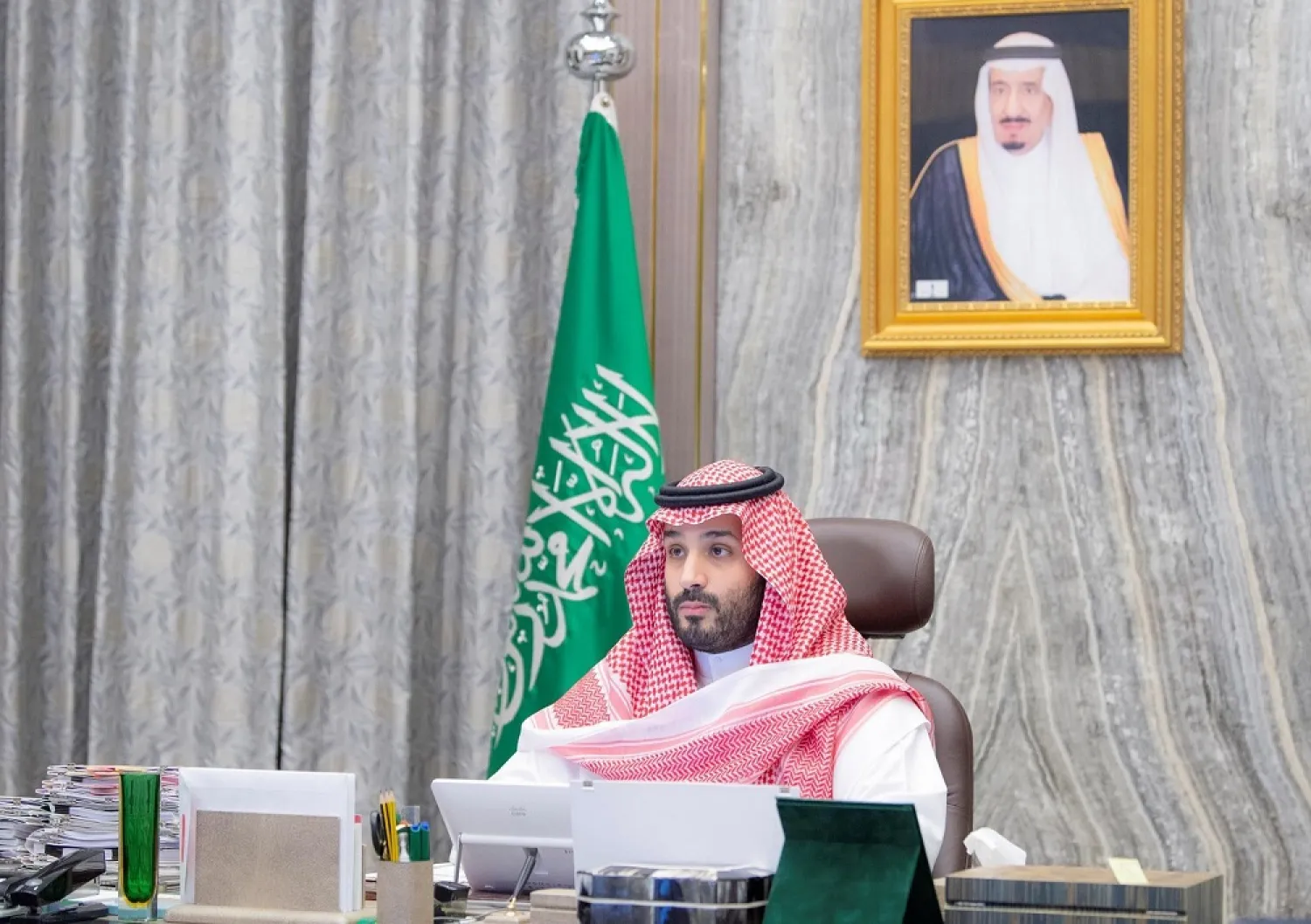 Crown Prince Mohammed bin Salman said the Saudi private sector will invest $1.3 trillion in diversification by 2030. (SPA)