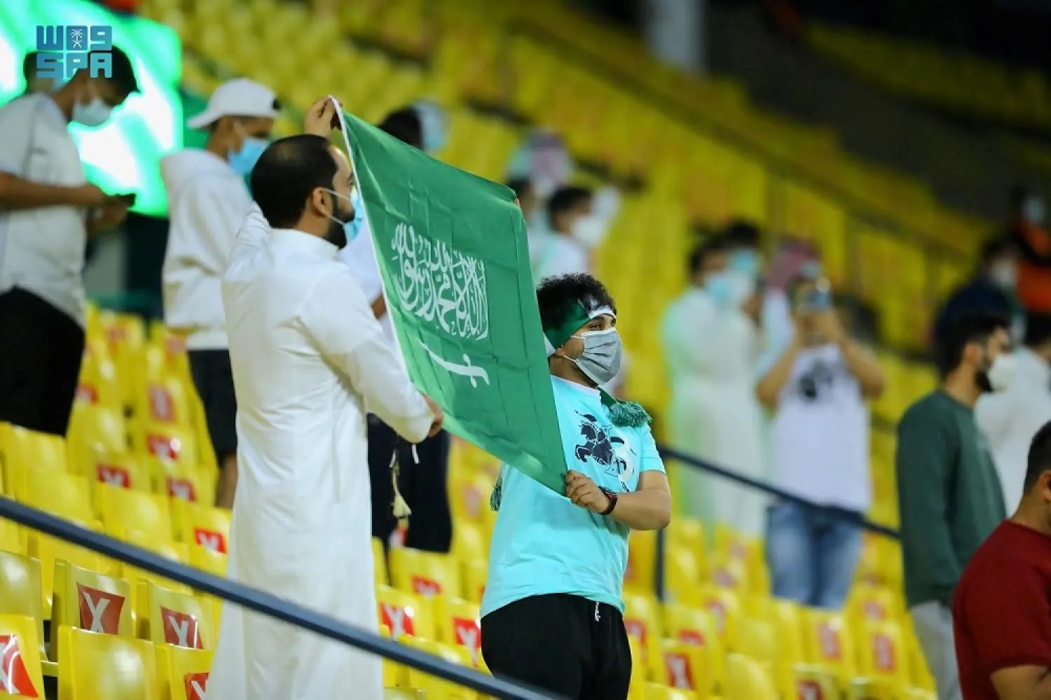 Fans during the match as authorities allowed people who have been vaccinated against COVID-19 to attend sporting events. (SPA)