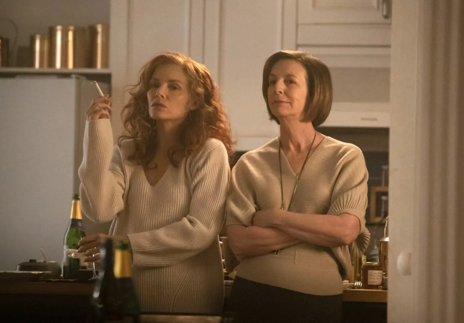 This image released by Sony Pictures Classics shows Michelle Pfeiffer, left, and Susan Coyne in a scene from "French Exit." (Sony Pictures Classics via AP)
